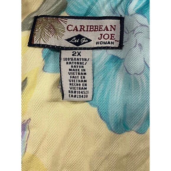 Caribbean Joe Women Yellow Floral Halter Dress 2X Summer Wind Iris Spray NWT New - Picture 6 of 8